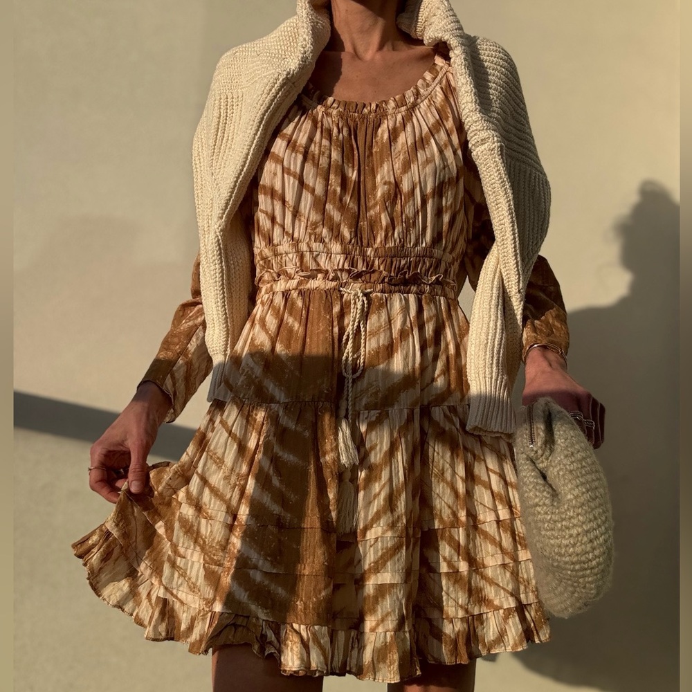 Ulla Johnson Tan Tie-Dye mini summer Dress